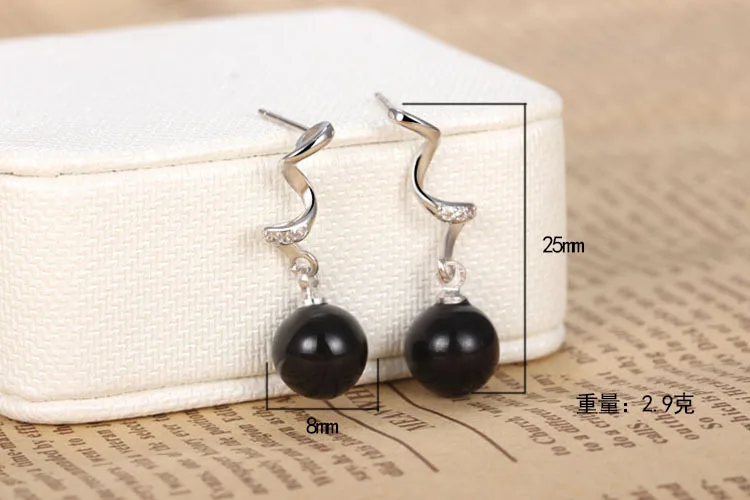 Новый продукт 925 Серебряная спираль Алмазный Серьги-гвоздики роскошный драгоценный камень черный агат кулон серьги-слезки для свадьбы мужчины женщины