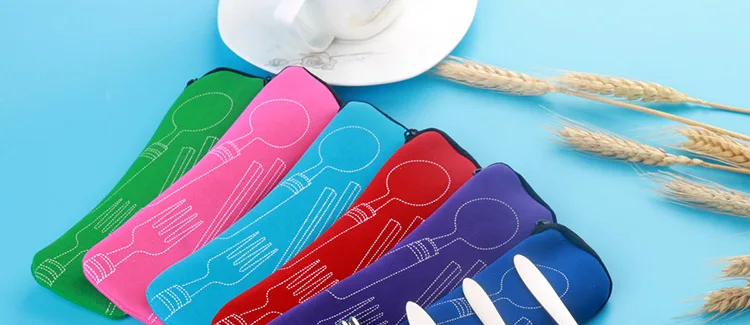 outdoor camping portable reusable cutlery set 4 pieces including knife fork spoon chopsticks flatware set