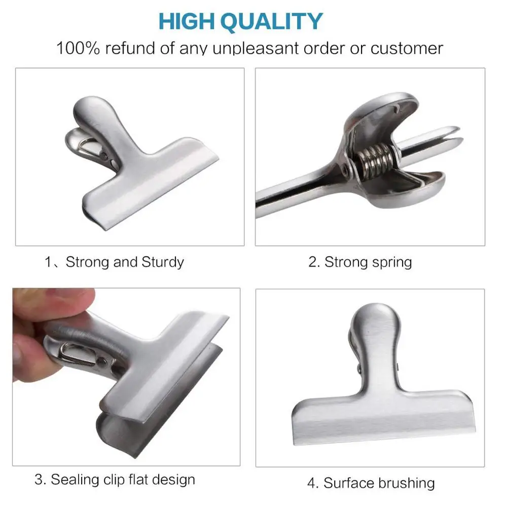 Stainless Steel Chip Bag Clips for Food Coffee Paper Stainless Steel Chip Bag Clips