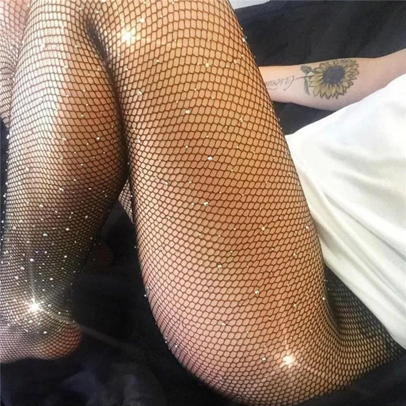 Oem Sexy Transparent Lingerie Black Stocking  Girl Plus Size Glitter Fishnet Pantyhose