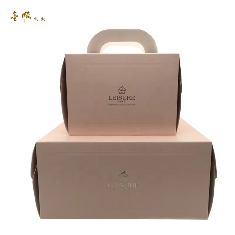 Supplier Food Grade Paper Material Birthday Cake Packaging Box window cake box Designed Package With Handle for Celebration