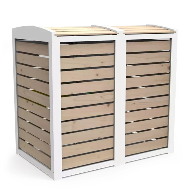 Garbage Shelter Garbage Bin Outdoor Dustbin Storage Bucket for Park Garden Wooden by Cartons Rectangular Hemlock