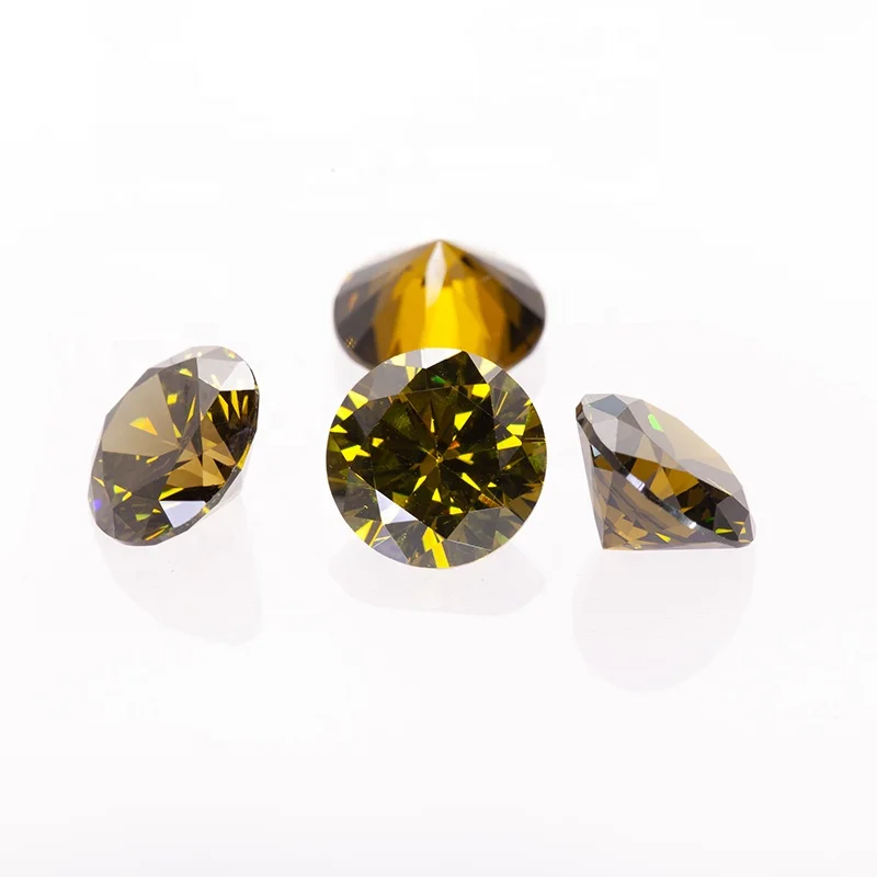 Thriving Gems Customized 3mm Round Olive CZ Wholesale Loose Zircon Gemstone