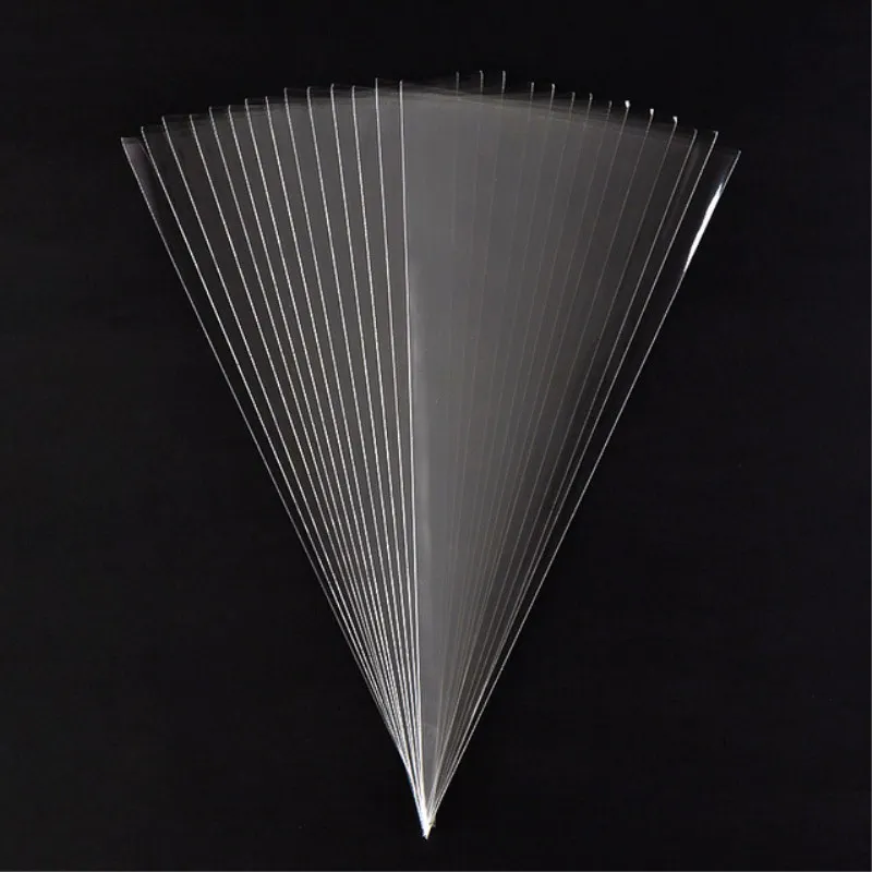 Sweets Cone Bags Cellophane Clear Cone Plastic Bags with Assorted Twist Ties for Party and Sweets
