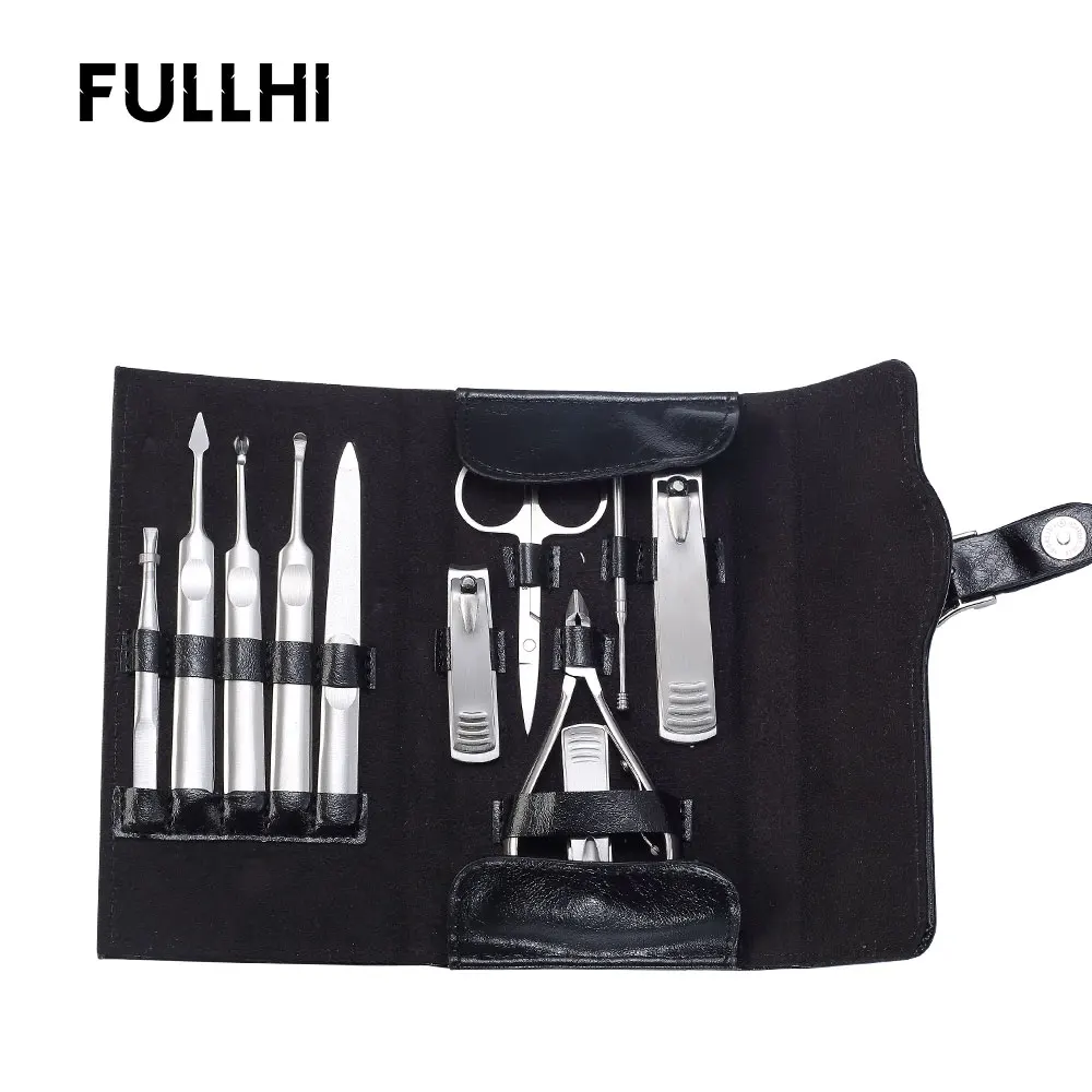 FULLHI 11 in 1 Manicure Set Stainless Steel Nail Kit Nail File Clippers Pedicure Scissors Nail Art Tool Manicure Tools with Case