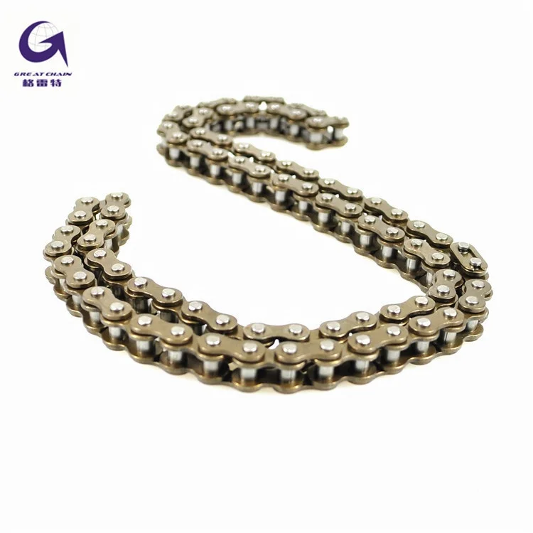 Copper plated Motorcycle Chains high quality simplex 40Mn  25H-1*62 Link Roller transmission bicycle chain Motorcycle