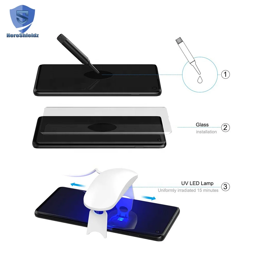 For Samsung S10/S10 Plus UV Nano Liquid Full Glue Glass Screen Protector S10/S10+ Fingerprint to Unlock UV Glass