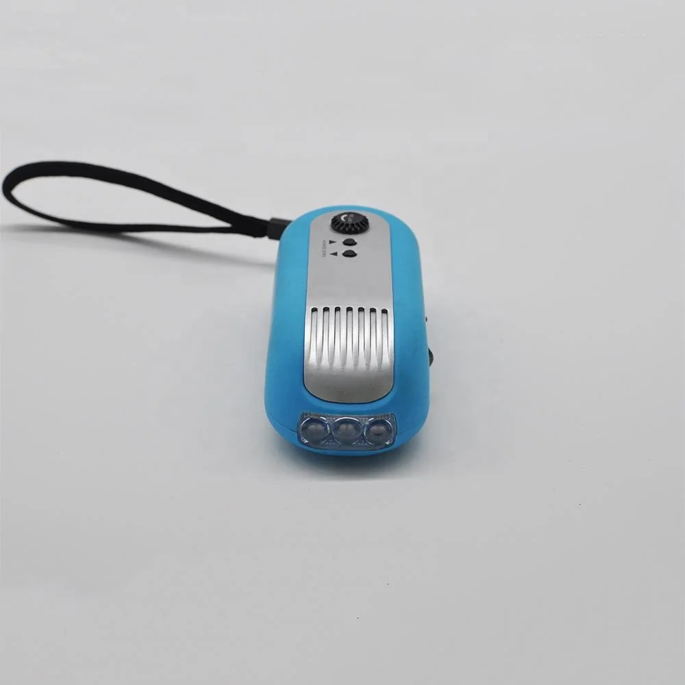 FM Radio 3 LED Dynamo Torch Manual Rechargeable Emergency Hand Crank Flashlight USB Charging ABS Bright Rechargeable Battery