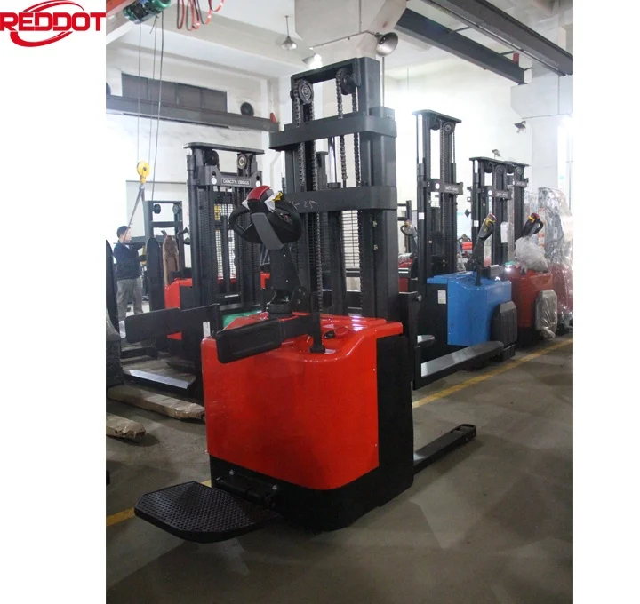 Reddot дешевый всадник полный электрический штабелер с подлокотником и подставкой