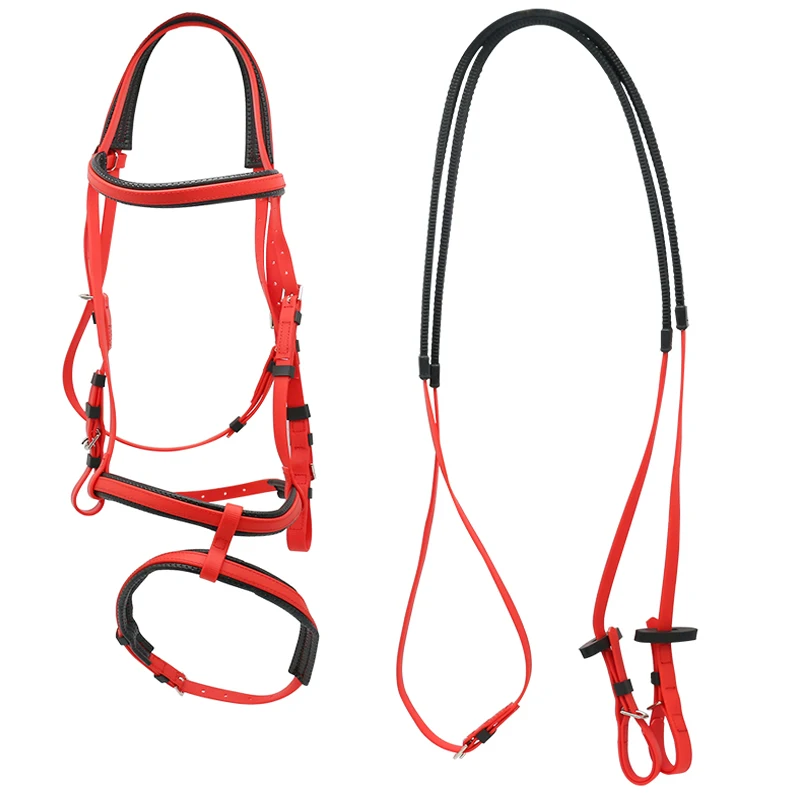 
Hot Selling Horse Saddle PVC Dressage Horse Bridle With 2 Nose Band For Equestrian Supplies 