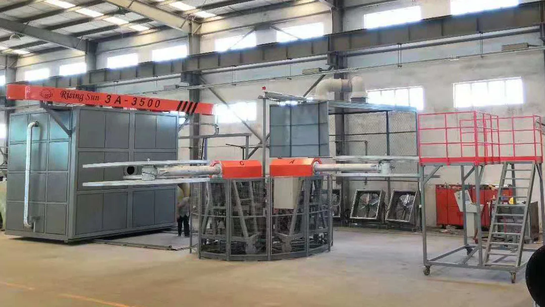 Rising Sun 3.5m oven heating carousel 3 arms 4 working stations plastic rotomolding machines