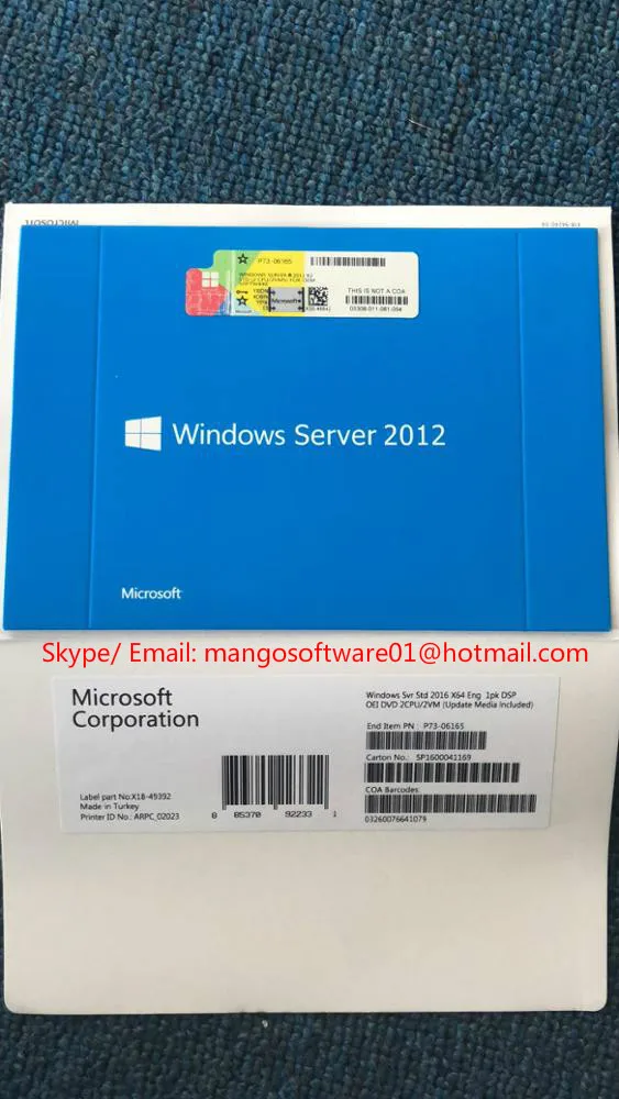 
Microsoft Windows Sever 2012 R2 Standard 64 bits DVD oem package Activation online 