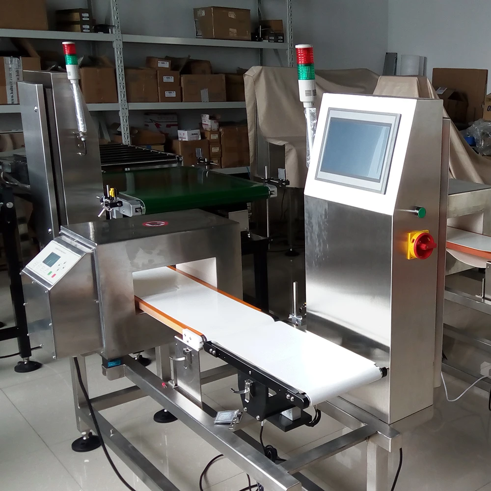 Online tunnel metal detector with check weigher checkweigher machine for snack food