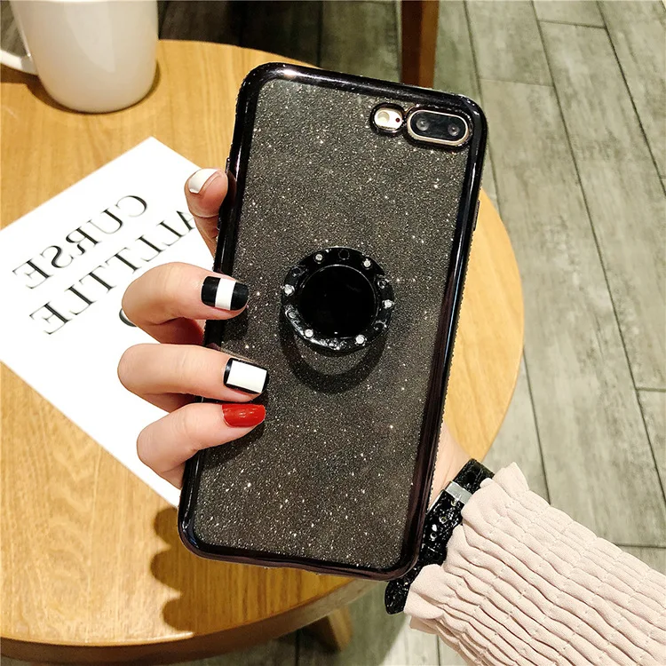 
Diamond phone case with finger ring holder bling glitter korean phone cases high fashion 