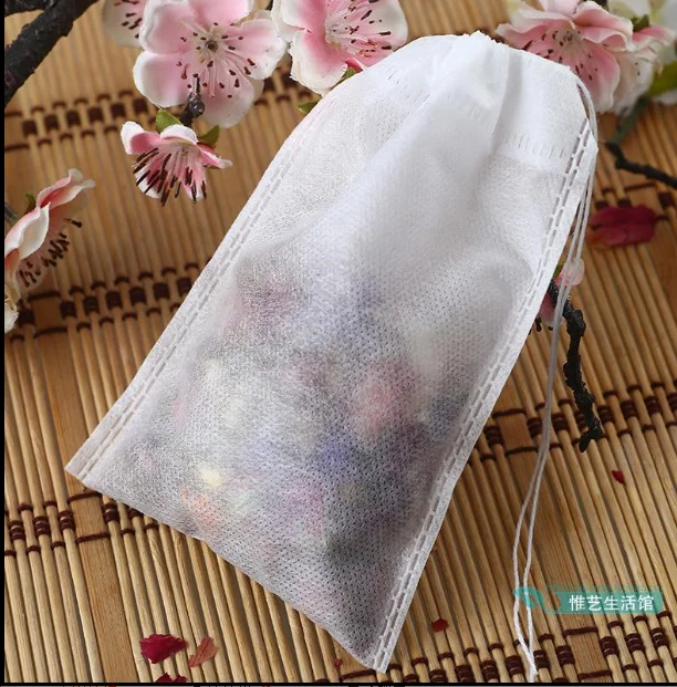 
Non woven fabric tea coffee bag with drawstring 