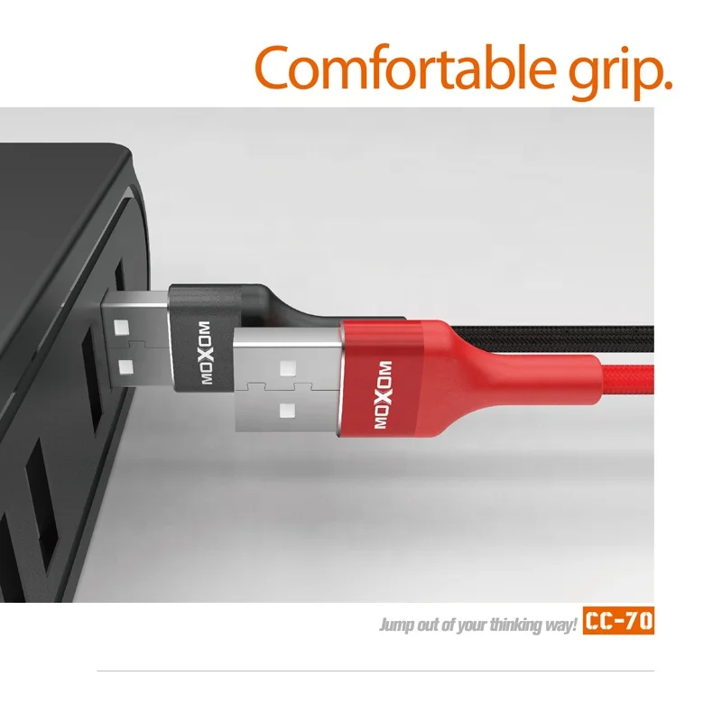 2.4A LED Light MVP Gaming Cable Game Player Cable 1M 90 Degree USB Cable MOXOM