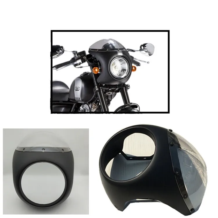 ABS передний 7 'Мотоцикл Матовый Черный Cafe Racer головной обтекатель ясно дым экран лобового