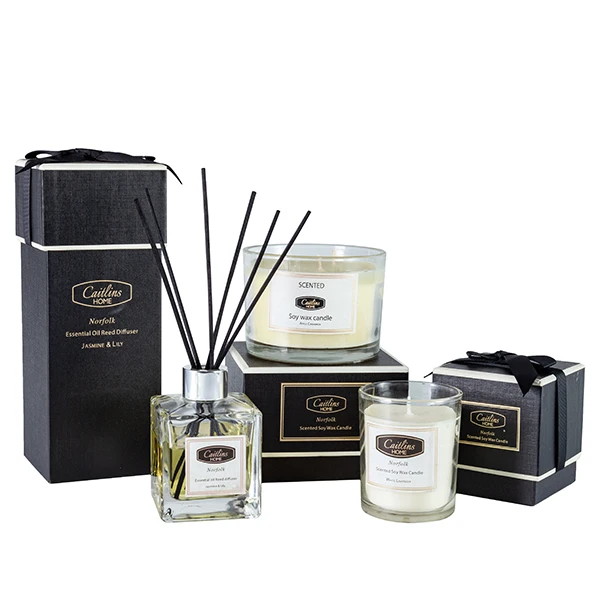 Luxury glass bottle reed diffuser with natural sticks for aromaterapia gift set