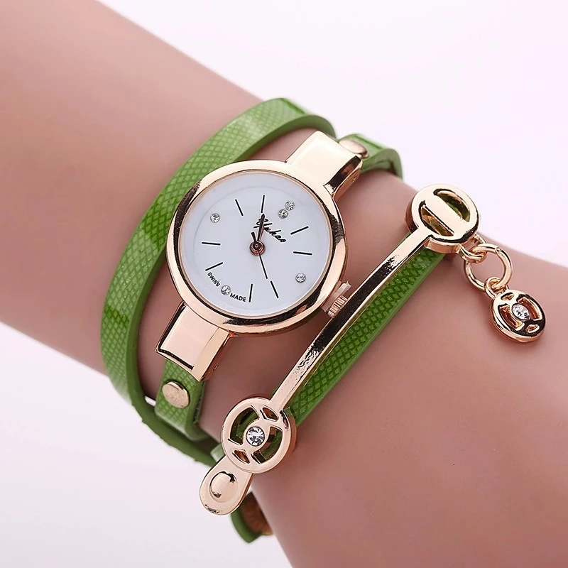 Fashion New Dress Color Ladies Bracelet women watches Casual Knit Long Leather Quartz Watch LNW027