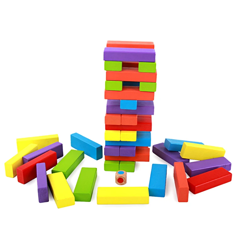 Wholesale Colorful Desktop Games Building Toys Wooden Blocks Stacking Game