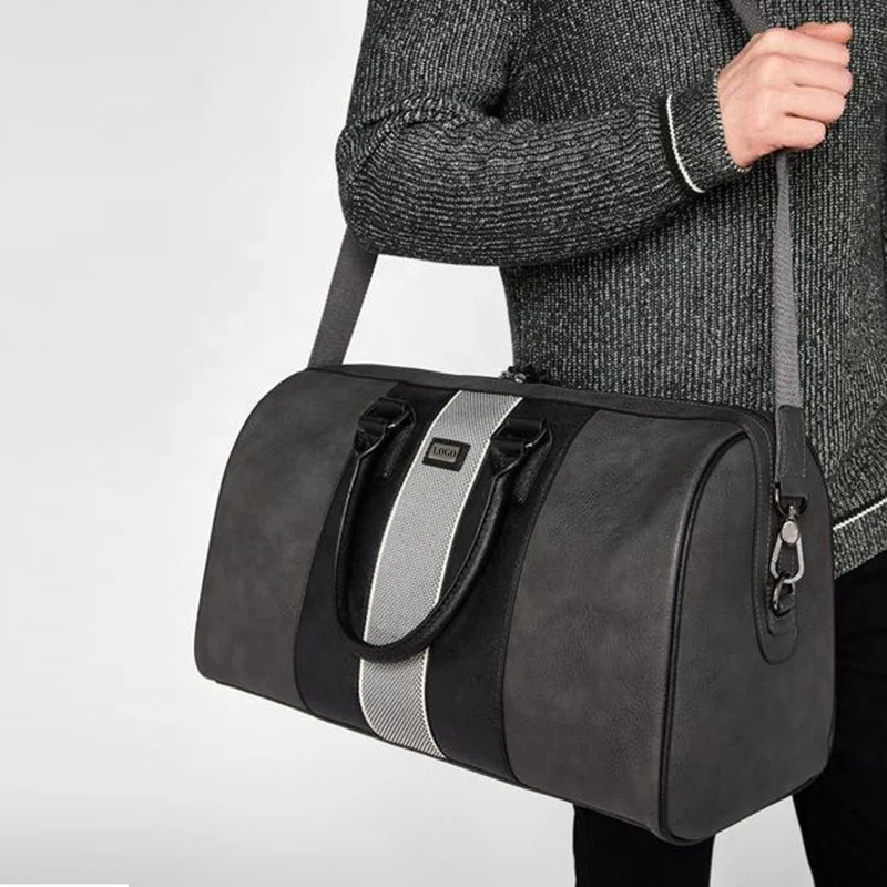 Custom Large Capacity Outdoor Girls Shoulder Duffel Travel Bag Leather Men