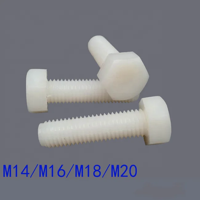 White plastic nylon hex bolt M14 M16