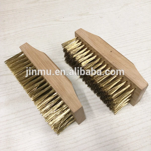 Brass wire brush with hardwood block of machine tools