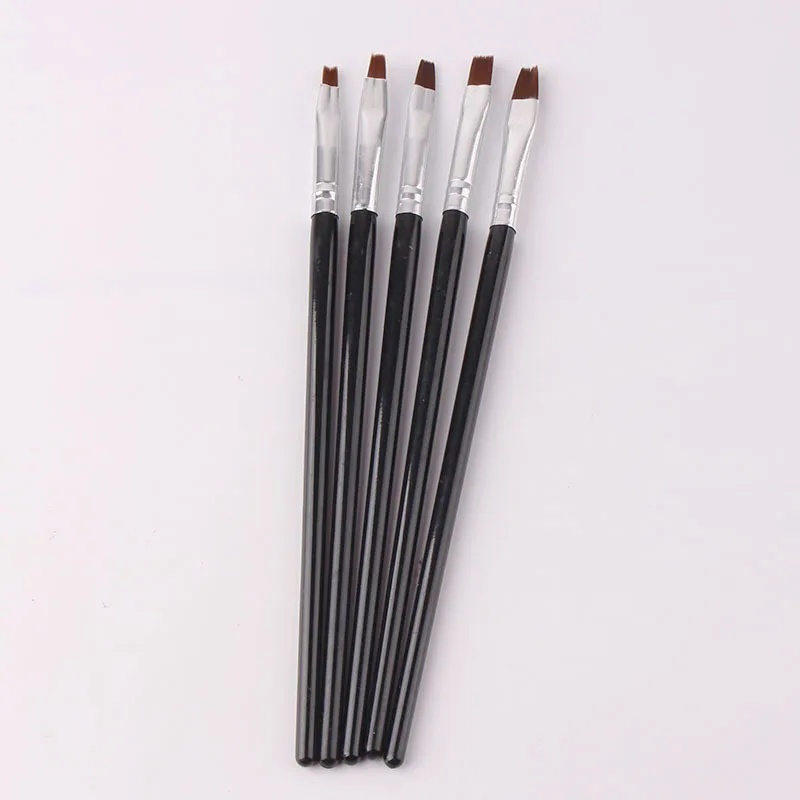5 Pcs/set Nail Art UV Gel Pen Brush Manicure Painting Flat Brush Tool