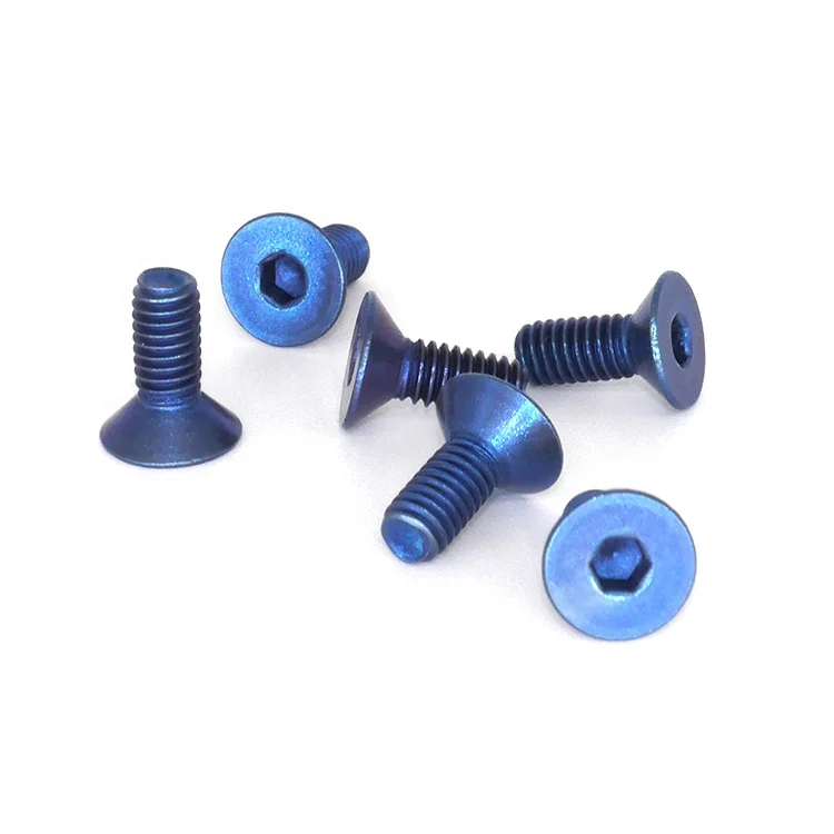 Anodized Colored Blue Screw Titanium Hex Socket Countersunk Head Screws