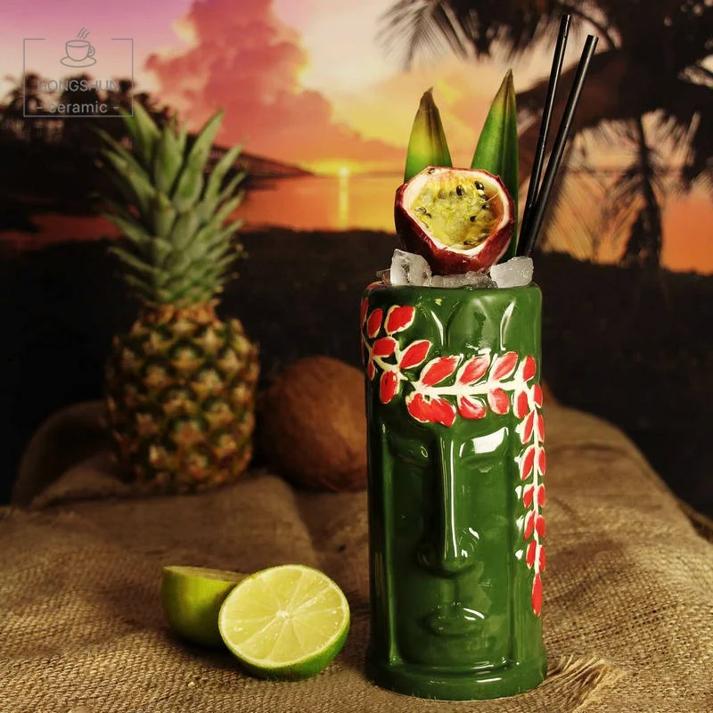 
Tiki Mugs Drinkware 10 oz Ceramic Tiki Mug goddess Statue Cocktail Glass Stoneware Beer Mug 