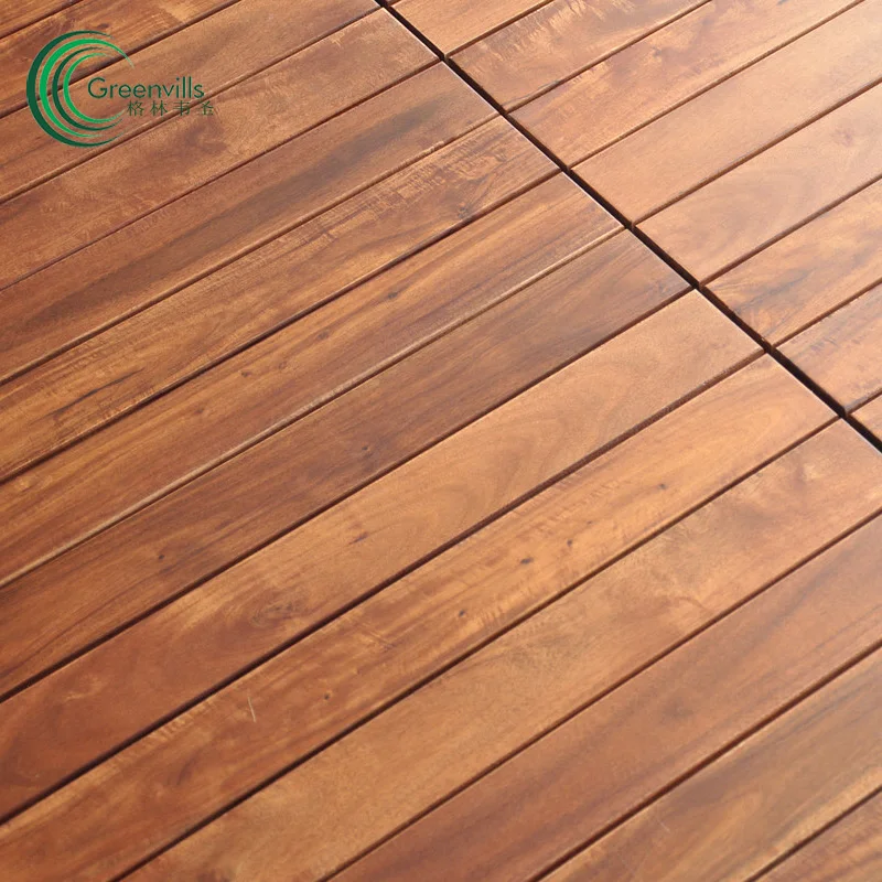 Interlocking DIY Acacia solid wood decking tiles outdoor set Garden park balcony swimming pool