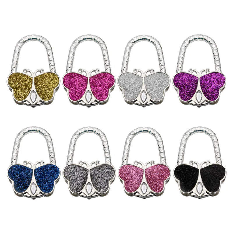 Custom Delicate foldable metal butterfly  bag hook purse hanger  folding handbag purse hook bag hanger
