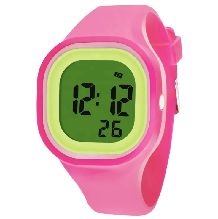 Fashion Silicone Odm Watch 2020 Custom Plastic Kids Square Analog Chocolate Bracelet Design 9mm Chinese Digital Movt Hook Buckle