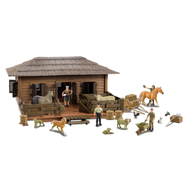 Wholesale happy kid toy farm house toy plastic mini animal farm toy