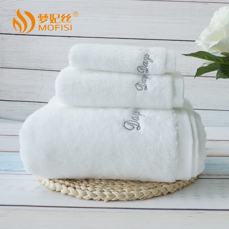 Plain hand hotel towel white custom embroidered logo