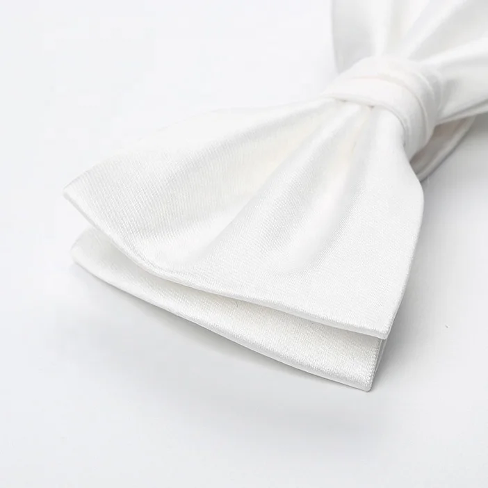 
 Оптовая продажа, мужские Регулируемые однотонные белые галстуки-бабочки из полиэстера и сатина  