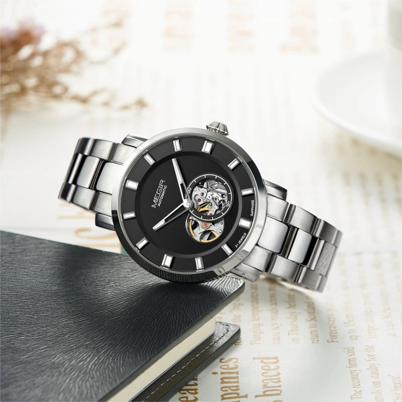Custom Logo Luxury Men Mechanical Wrist Watches Waterproof Stainless Steel Automatic Watch