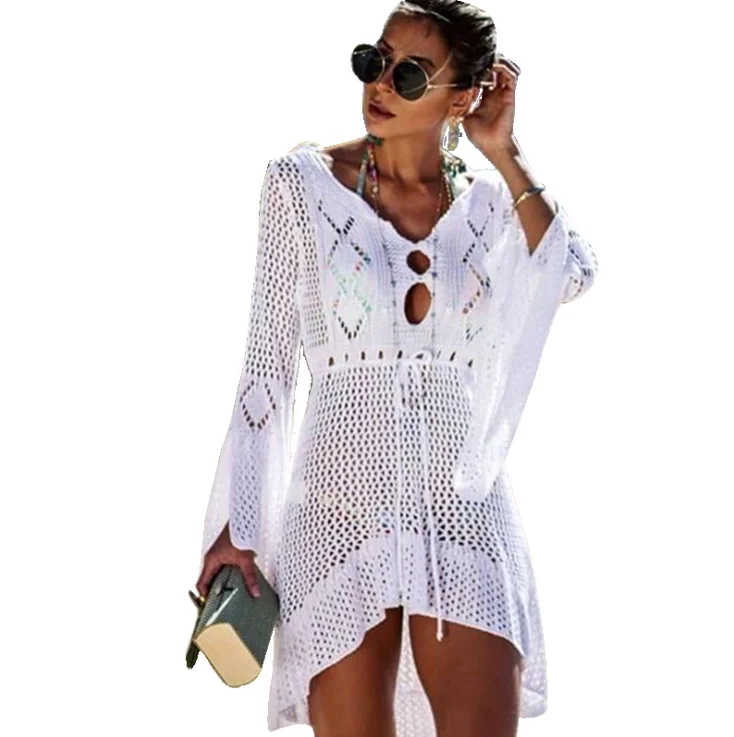 Beach Swimsuit for Women Long Sleeve swimwear Coverups Bikini Cover up Net