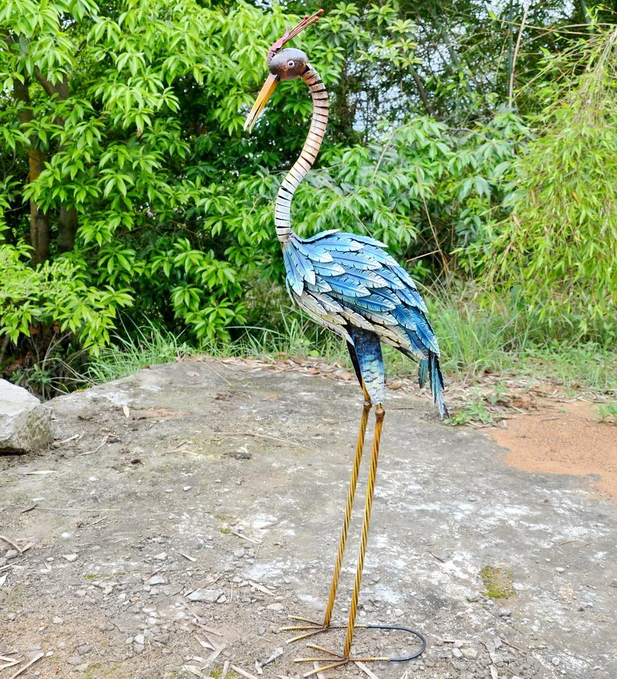 outdoor large statue craft art decorative crane bird Garden Metal