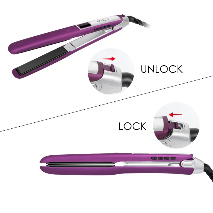 
Professional Magical Tourmaline Ceramic Curler Flat Iron Purple Hair Straighteners 