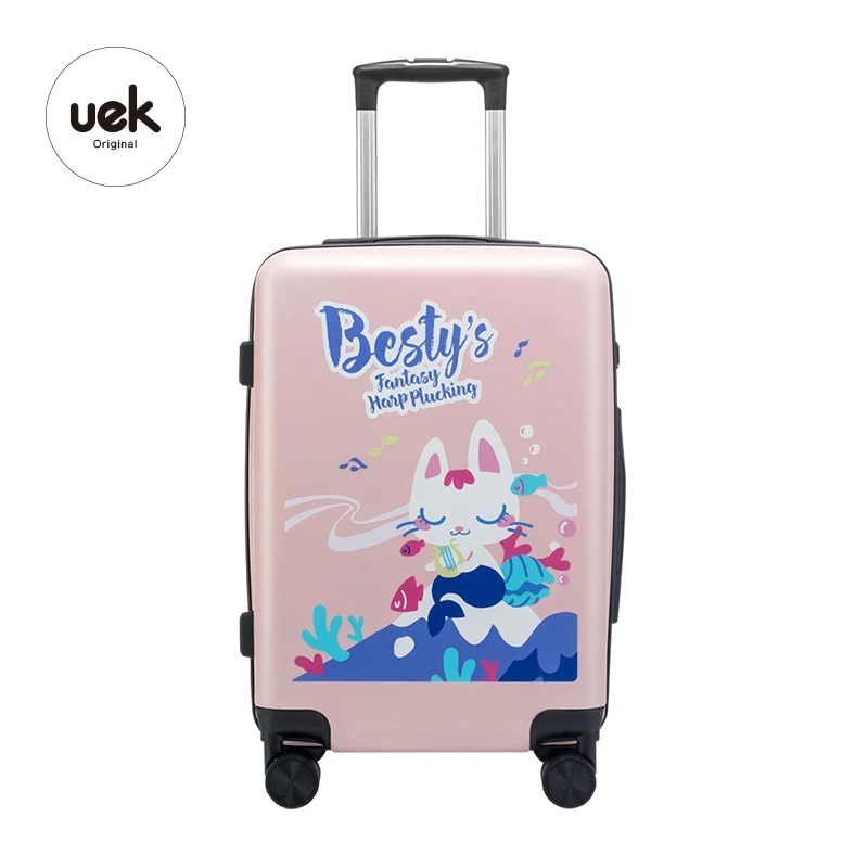 Uek, оптовая продажа, 18 дюймов, милый детский чемодан на колесиках с красочным мультяшным рисунком