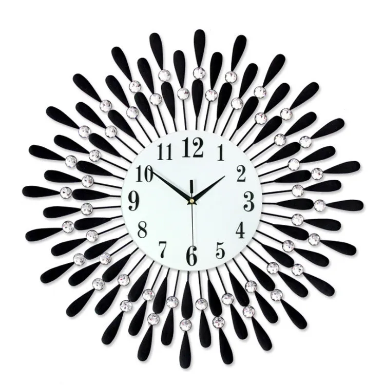 24 Inch Fancy Crystal Diamond Decorate Starburst 3D Sun Shaped Sunburst Wall Clock 60cm