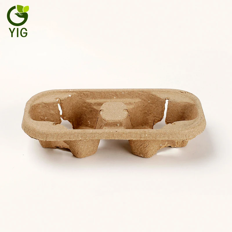 
Biodegradable Molded Pulp Eco Friendly Paper Coffee Tray 