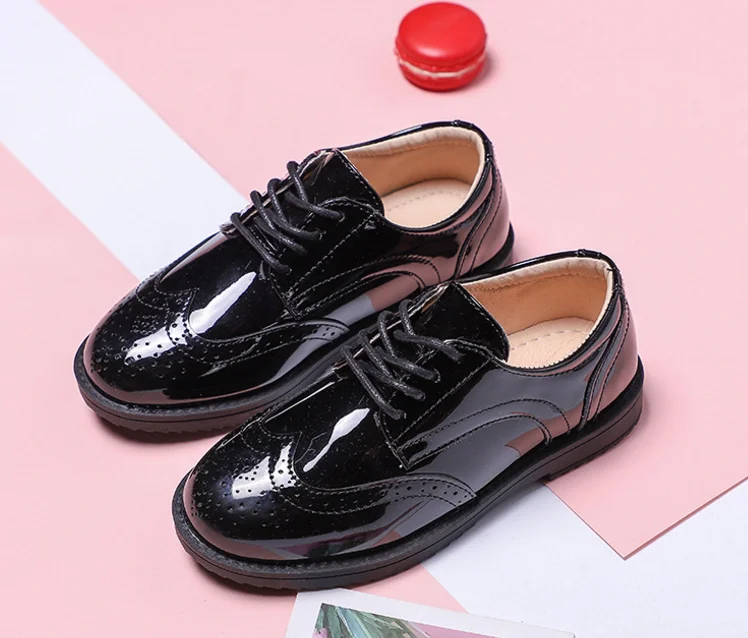 Обувь для школьников и выступлений Детская Классическая обувь для мальчиков черная обувь для униформы из искусственной кожи