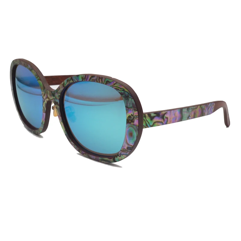 2024 Handmade wooden Frame Sunglasses with Abalone seashell inlay on Cork Wood Sun Glasses