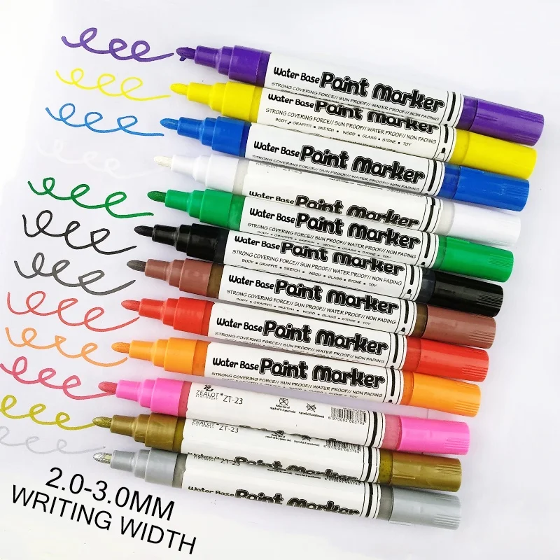 Zealot Acrylic Paint Marker Pens Round Tip China wholesale Metal Paint Marker Graffiti Marker