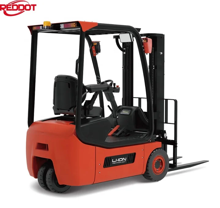 REDDOT Lithium battery operated three wheel Electric Forklift Truck with fingertip control