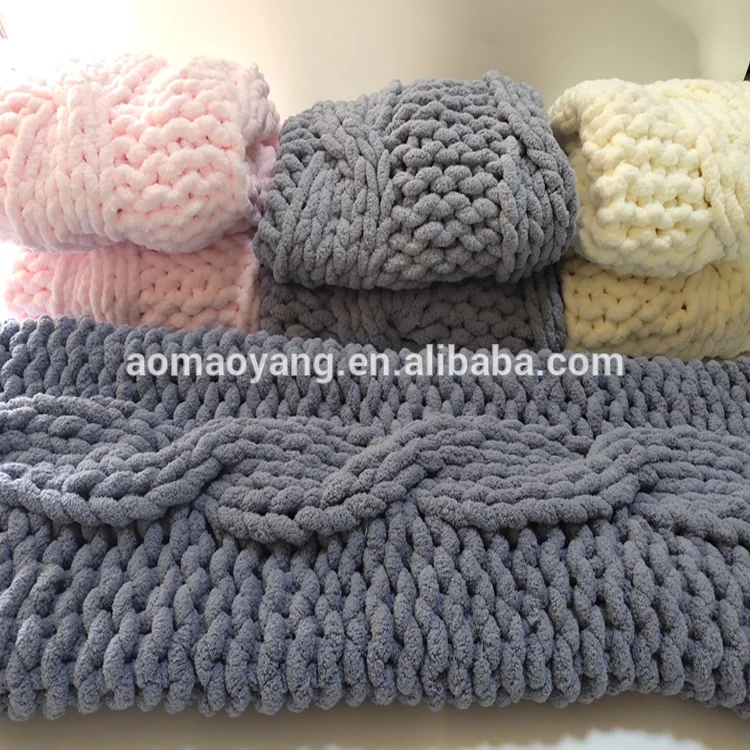 handmade giant chunky knit  100% Polyester Chenille Yarn Crochet