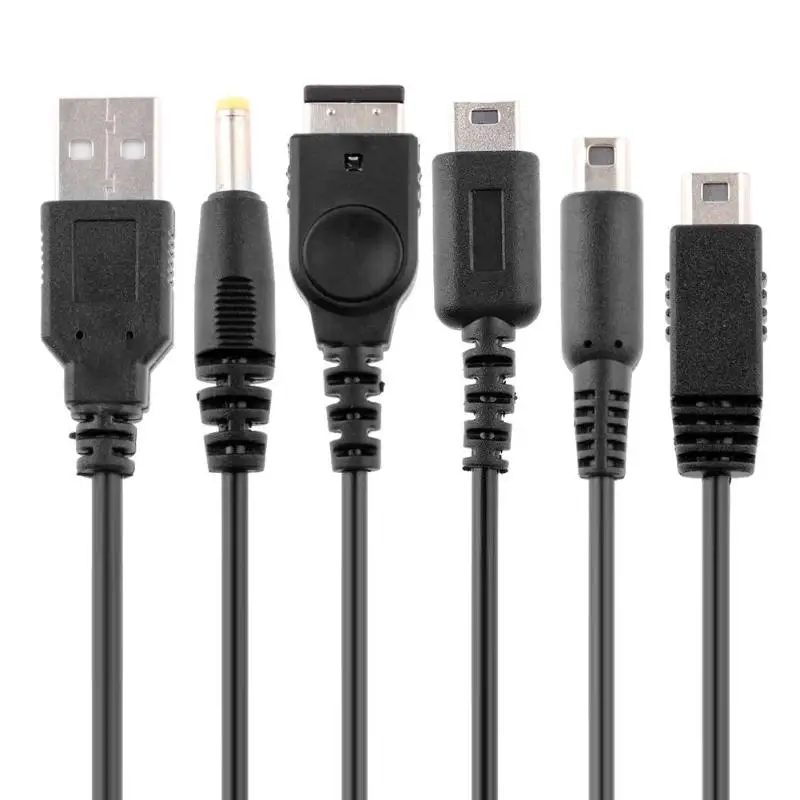 5 in 1 USB Game Charger Charging Cable 1.2m Cords Wire for Nintend NEW 3DS XL NDSLite NDSI LL WII U GBA PSP