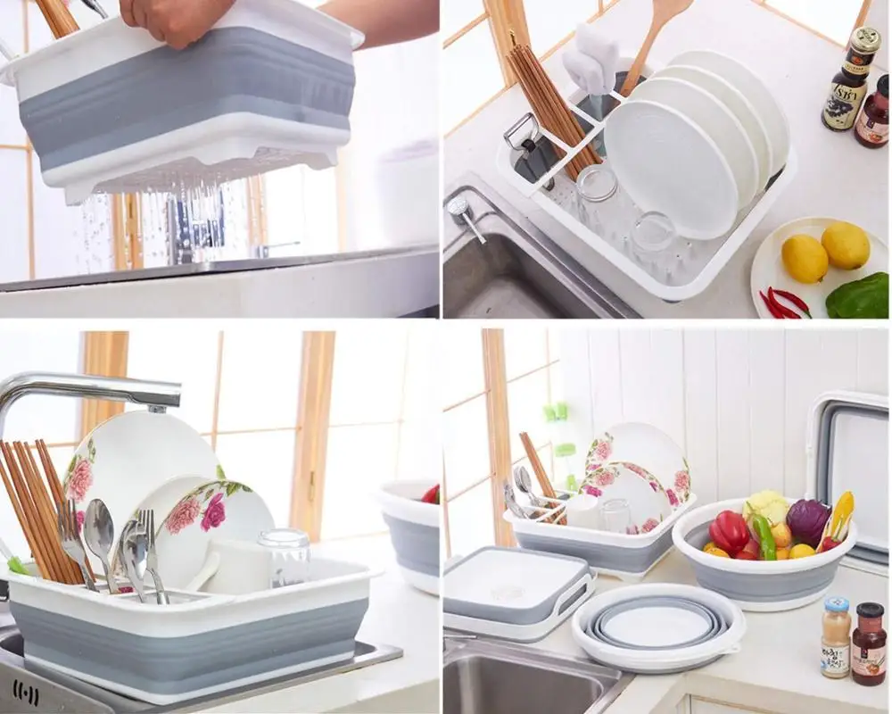 Collapsible Drying Dish Storage Portable Dinnerware Organizer Plastic Kitchen Storage Containers Box